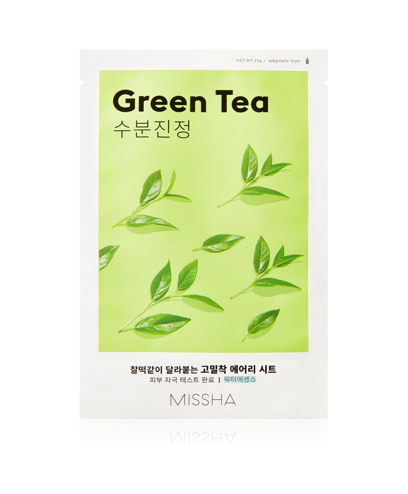 Missha Airy Fit Green Tea Masque visage  -  البشرة الجافة تجربة مهدئة ومليئة بالترطيب